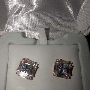 14k over sterling silver cz earrings!!